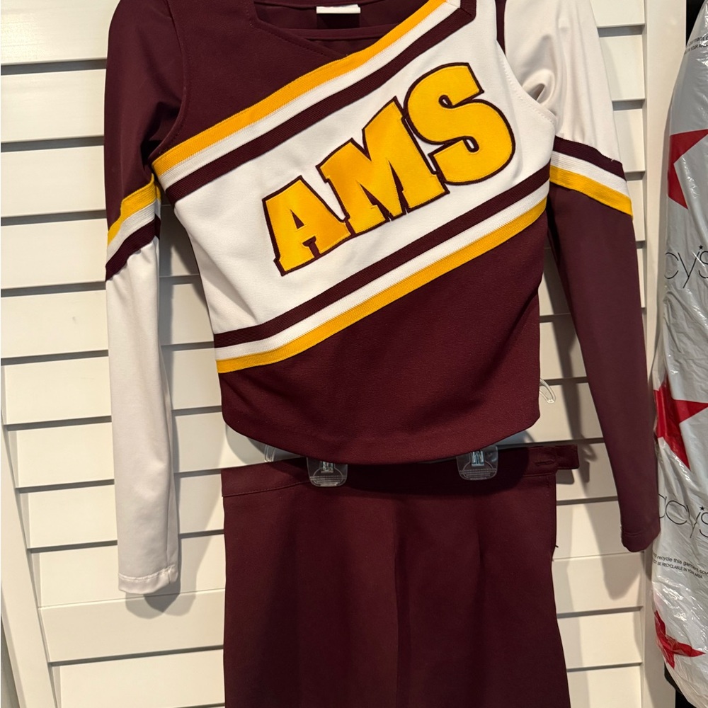 Maroon and White Cheerleading Uniform